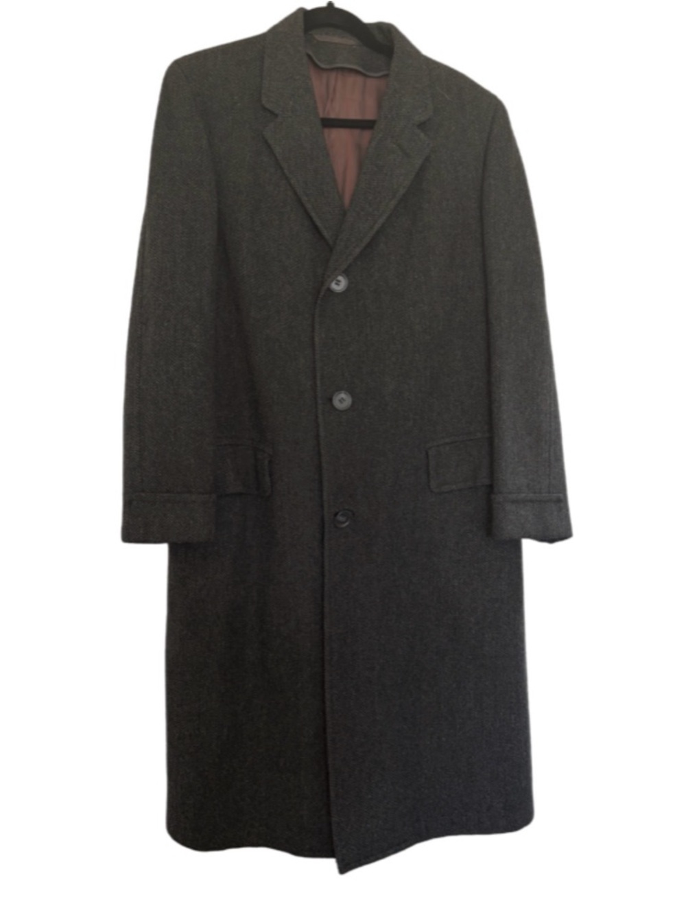 Vintage Endura Wool Overcoat |Tailored by Kingston |Classic Herringbone | Size L